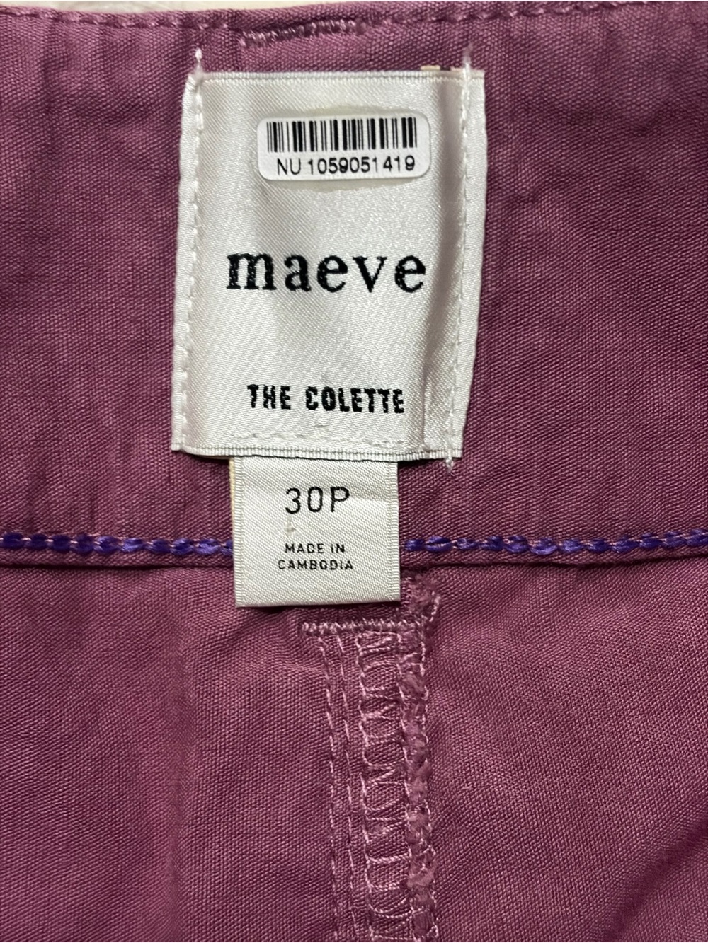 Anthropologie Maeve Colette Plum Linen Blend Wide Leg Crop Pants 30P Petite - Picture 2 of 12